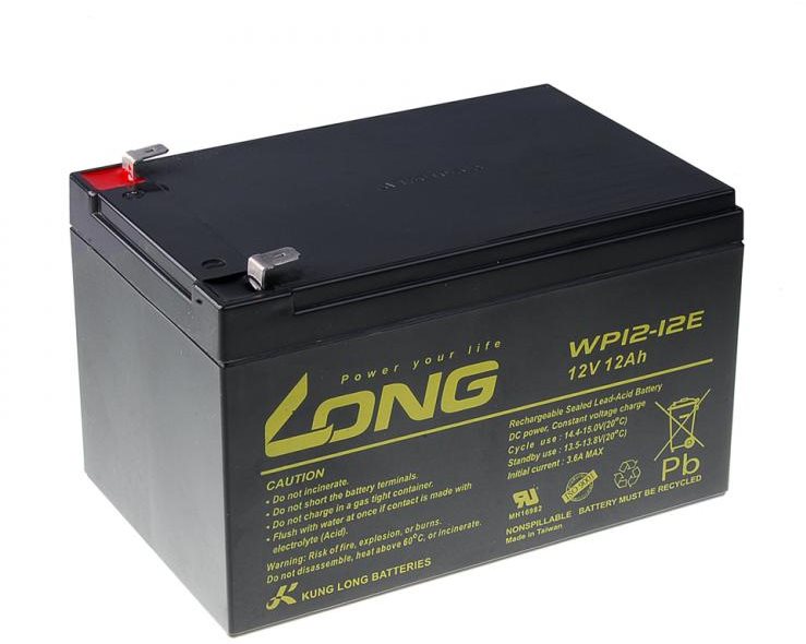 Long 12 V 12 Ah olovený akumulátor DeepCycle AGM F2 (WP12-12E)