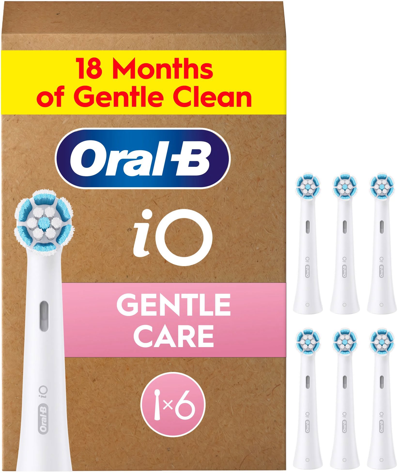 Oral-B iO Gentle Care, originální náhradní kulaté kartáčkové hlavy, 6 ks