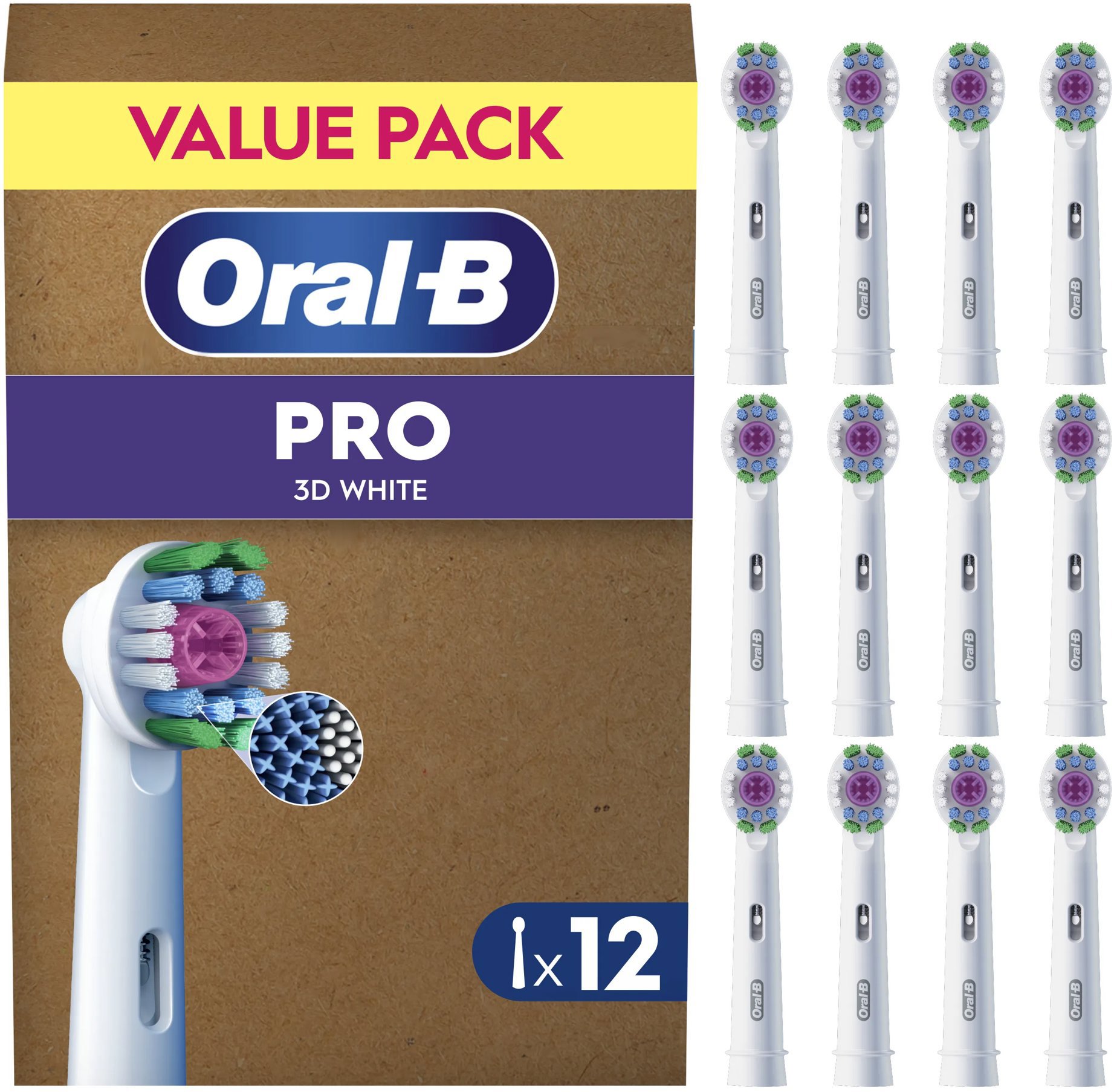 Oral-B Pro 3D White kefkové hlavice, 12 ks