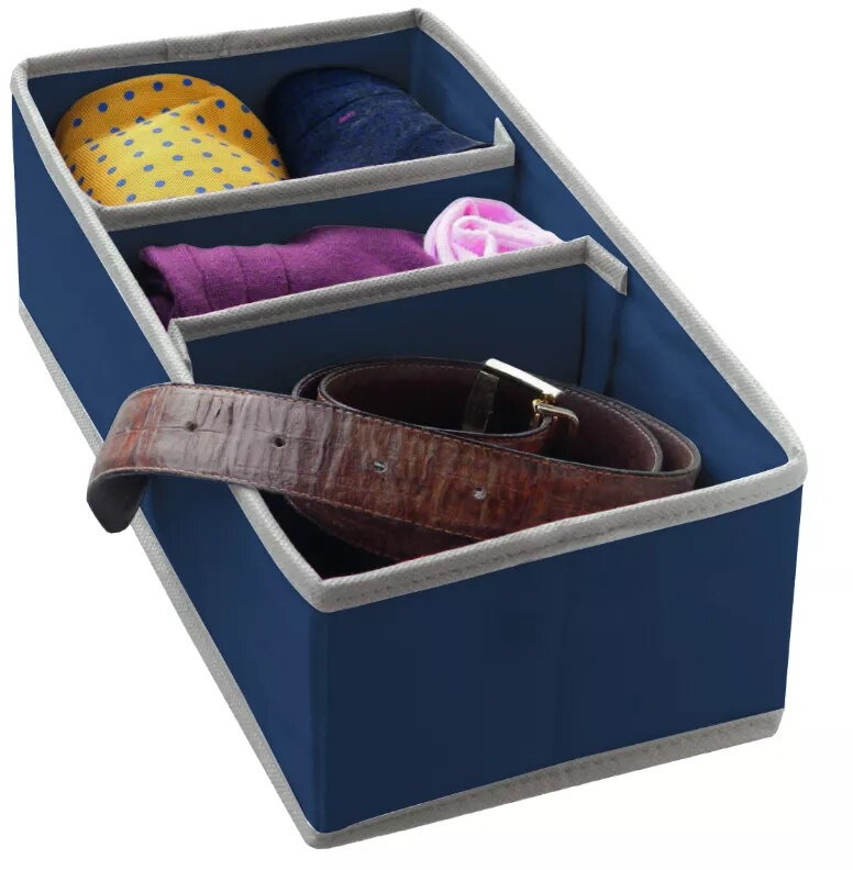 ORDINETT Organizér do zásuvky 30,5 × 15,5 × 10 cm látkový modrý