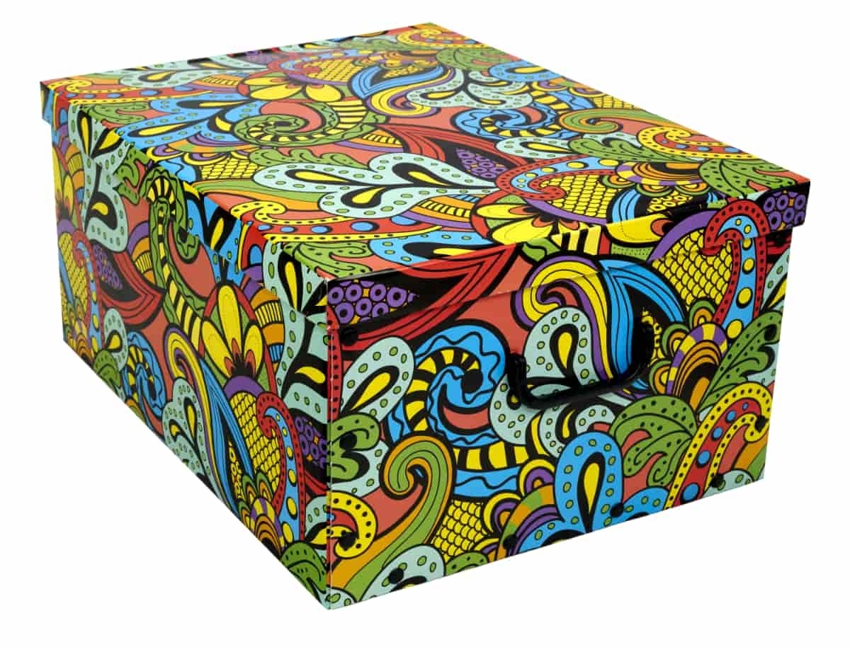 ORDINETT Box úložný 47 l FANTASY kartónový 49 × 39 × 25 cm