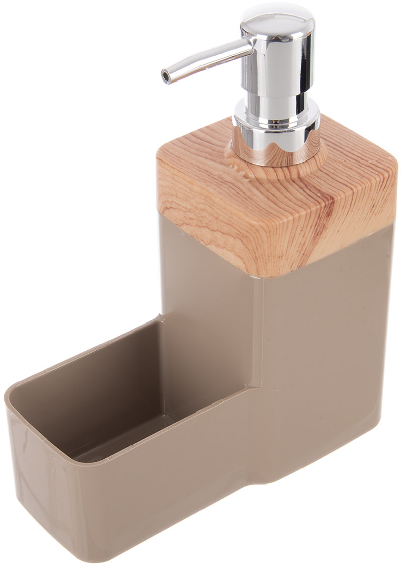 ORION BEIGE Wooden Dávkovač saponátu s organizérom 0,38 l hnedý UH