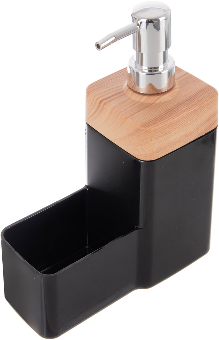 ORION BLACK Wooden Dávkovač saponátu s organizérom 0,38 l čierny UH