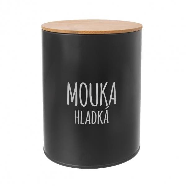 Orion Dóza plech/bambus priemer 13 cm Múka hladká BLACK