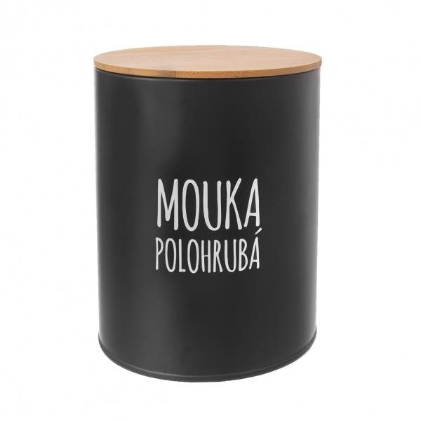 Orion Dóza plech/bambus priemer 13 cm Múka polohrubá BLACK