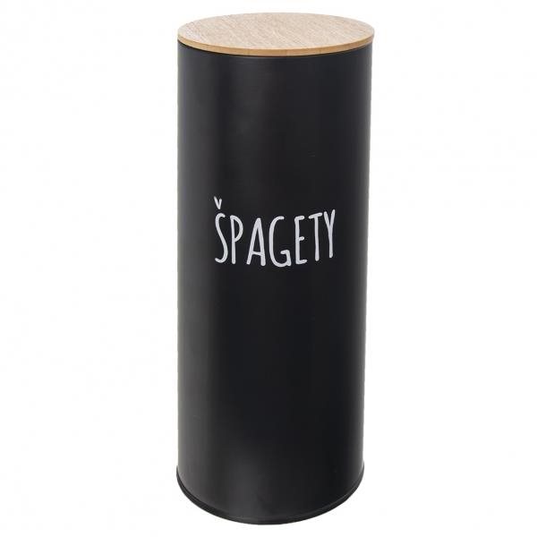 Orion Dóza plech/bambus priemer 11 cm Špagety BLACK