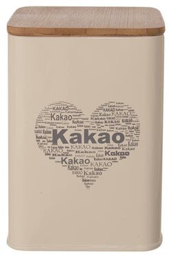 Dóza plech/drevo 9,5 × 9,5 × 14 cm KAKAO SRDCE