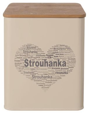 Dóza plech/drevo 11,5 × 11,5 × 14 cm STRÚHANKA SRDCE