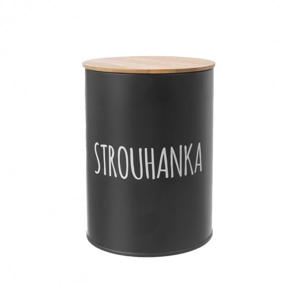 Orion Dóza plech/bambus priemer 11 cm Strúhanka BLACK