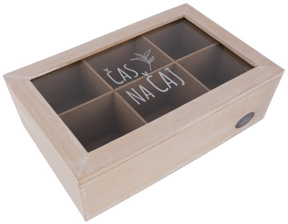 ORION Kazeta na čajové vrecká natural drevo/sklo