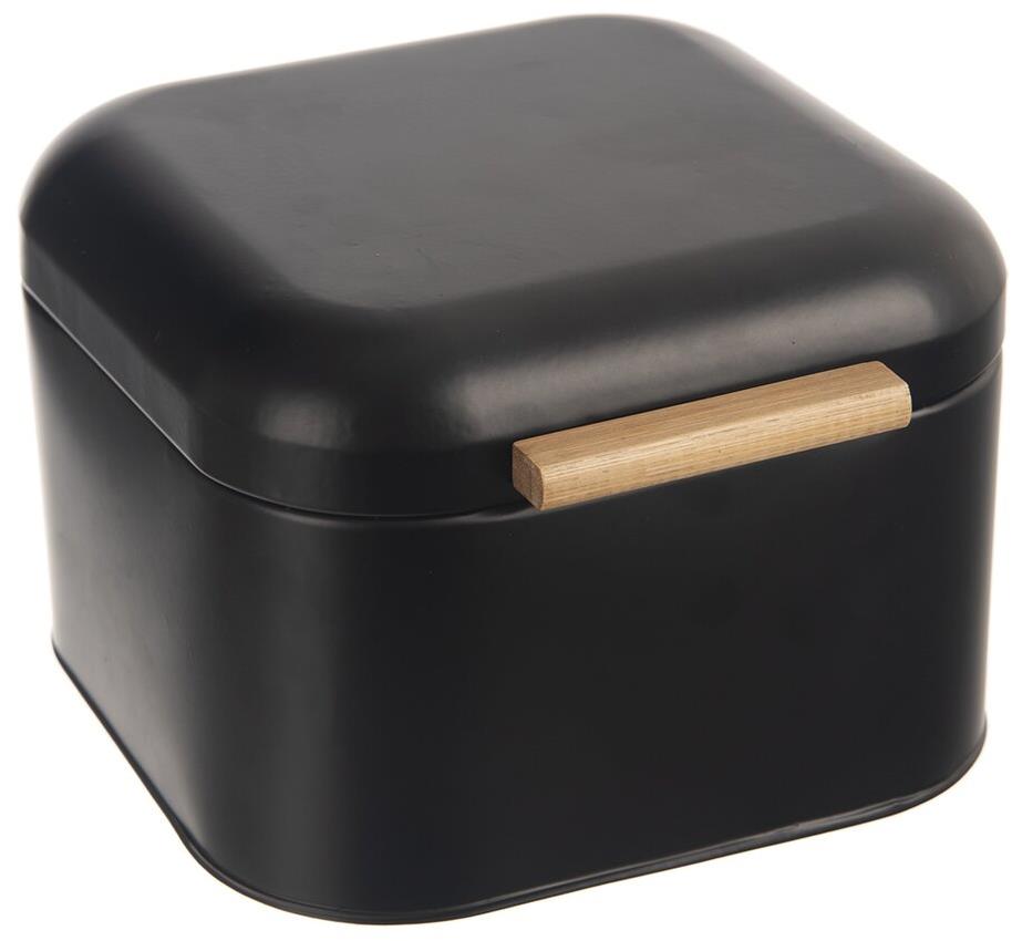 ORION BLACK Chlebník 21,5 × 20 × 14 cm plech/bambus
