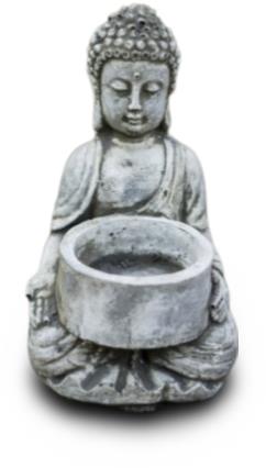 ORIENTAL Záhradná betónová dekorácia Buddha – čajová sviečka