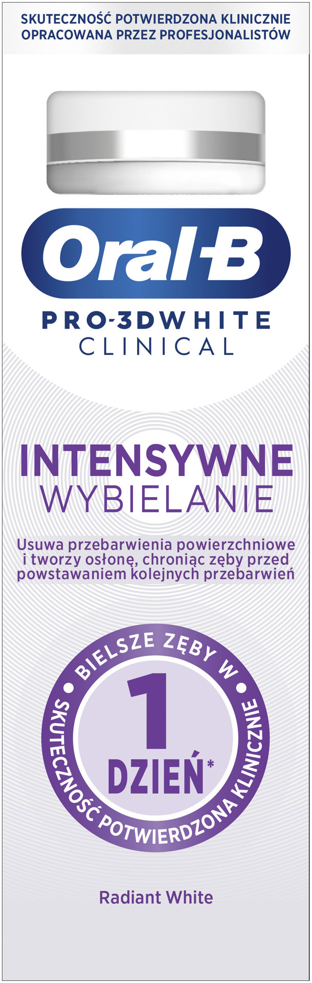 Oral-B Pro 3D White Clinical Žiarivo biele zuby 75 ml