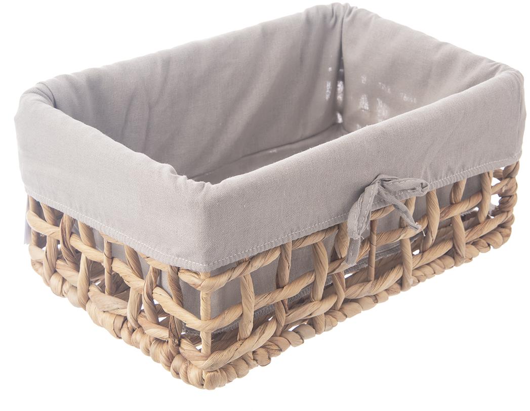 ORION Košík 31 × 21 × 14,5 cm sivý, vodný hyacint + textil