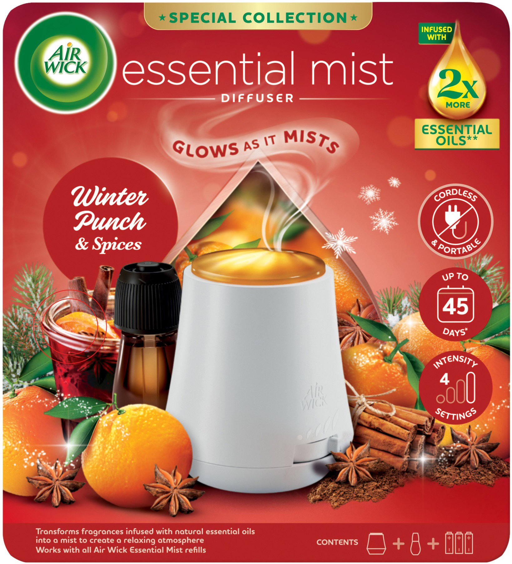 AIR WICK aróma difuzér + náplň Winter Punch & Spices 20 ml