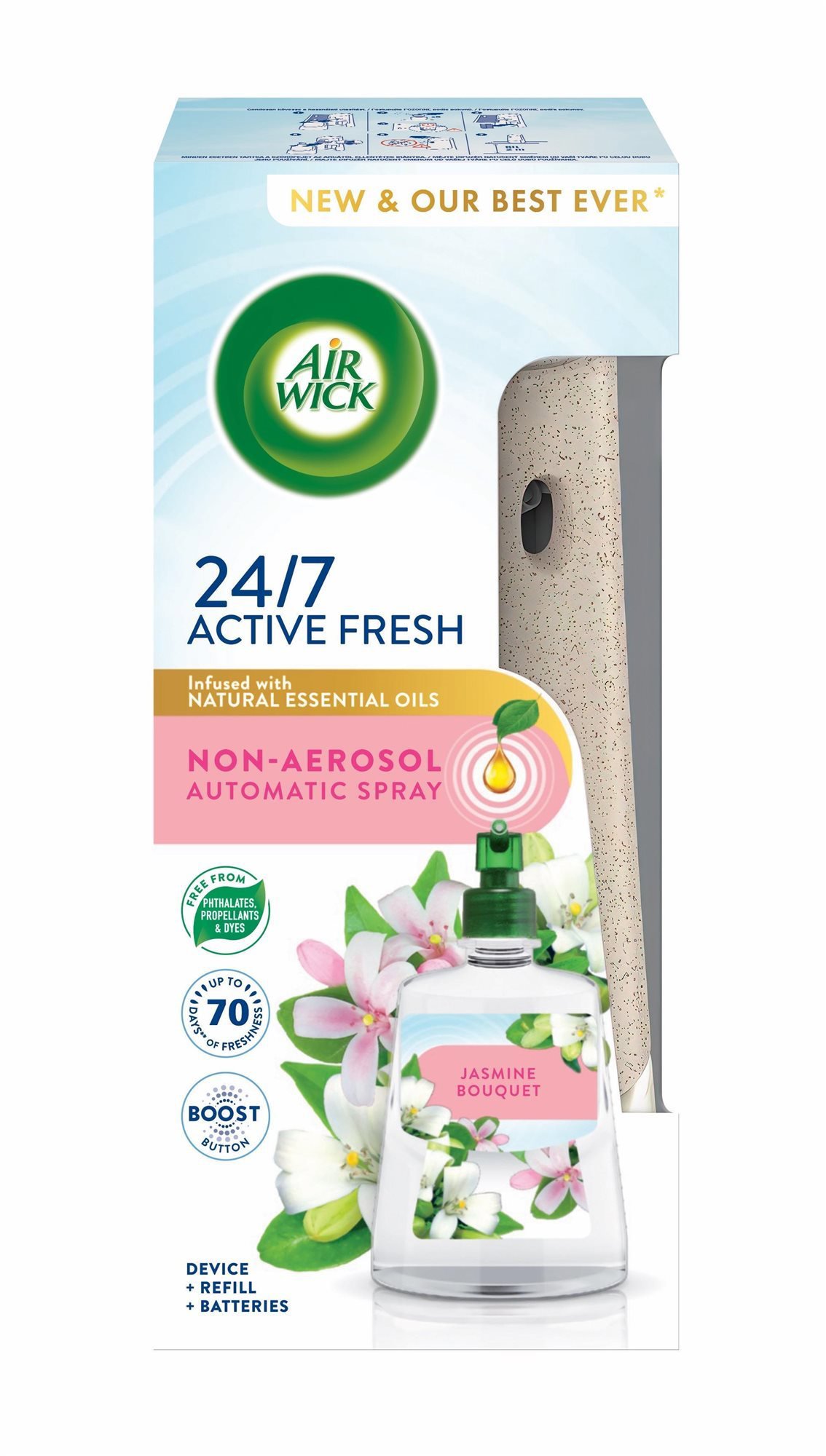 Air Wick Active Fresh - Jazmínové kvety, 228 ml