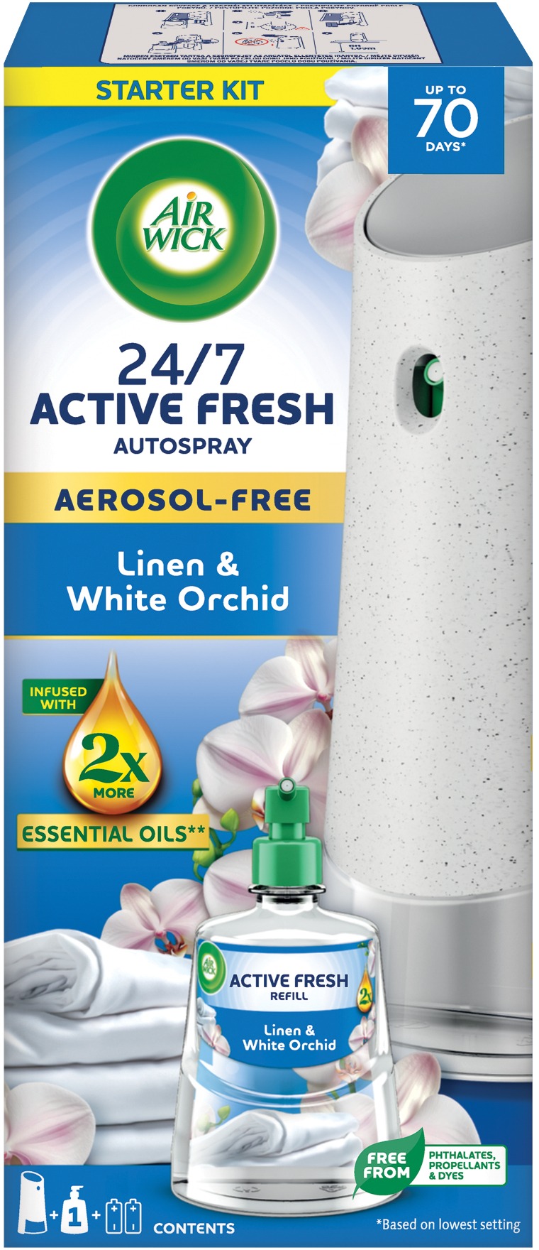 AIR WICK Active Fresh Bielizeň a biela orchidea 228 ml