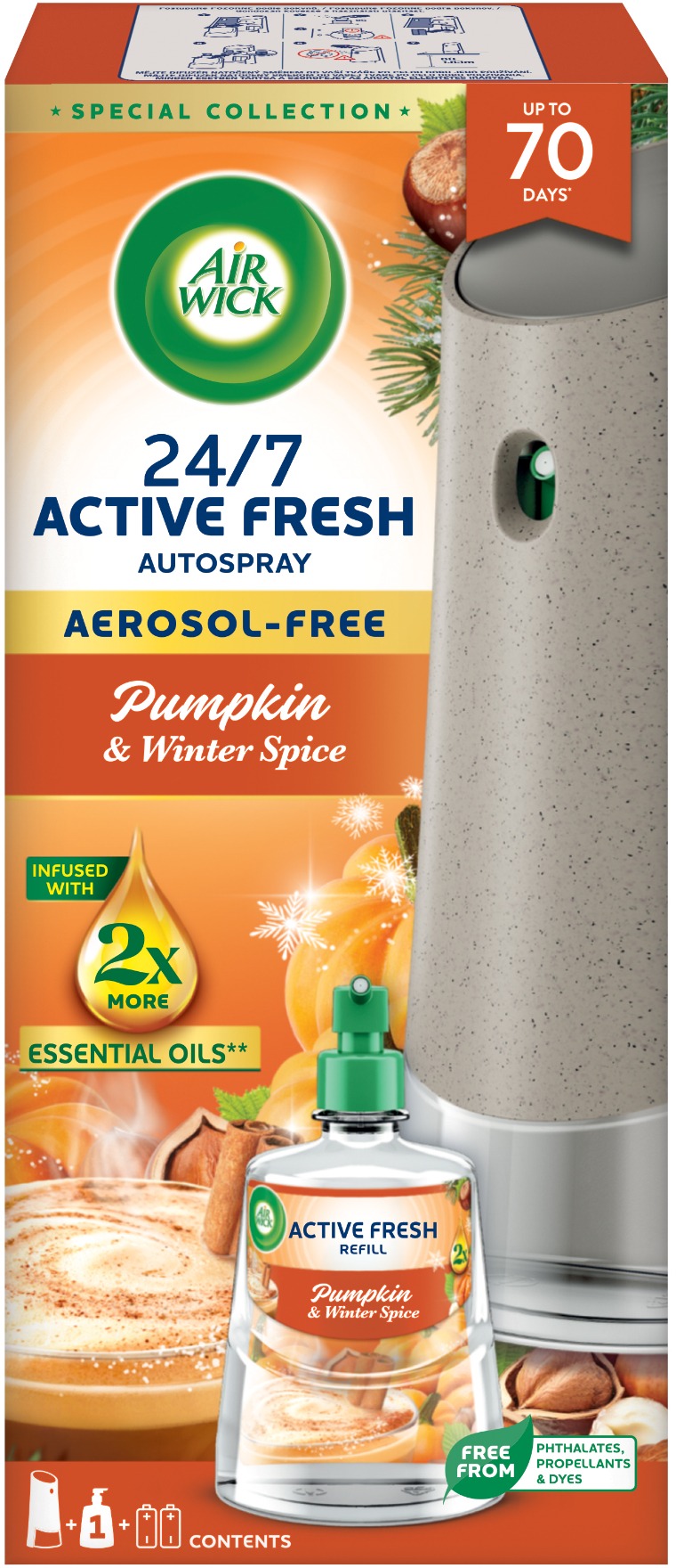 AIR WICK Active Fresh Automatic Tekvica a jesenné korenie 228 ml