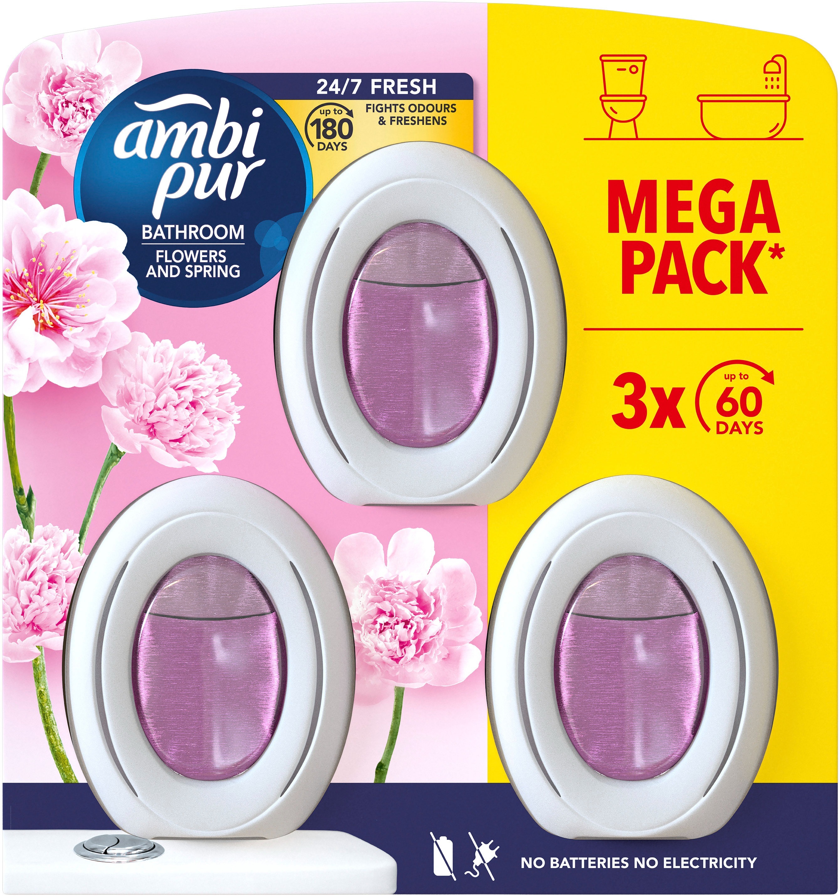 AMBI PUR Bathroom Flowers and Spring 3× 24 ml