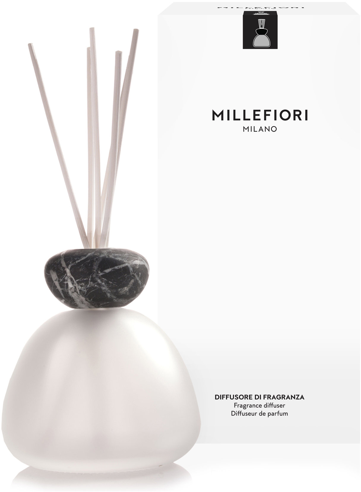 MILLEFIORI MILANO Air Design Marble Black matné sklo 350 ml