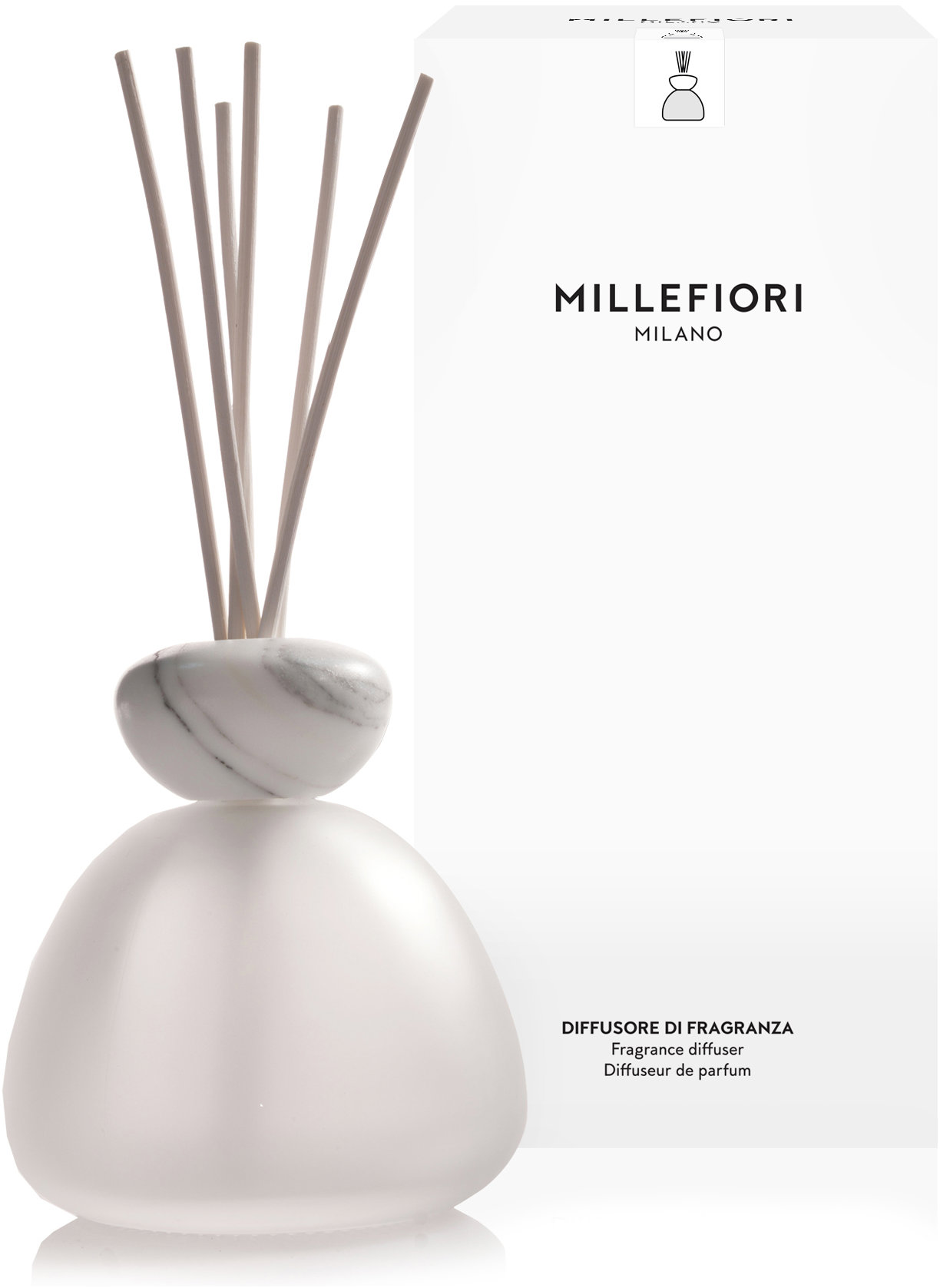 MILLEFIORI MILANO Air dizajn Marble White matné sklo 350 ml