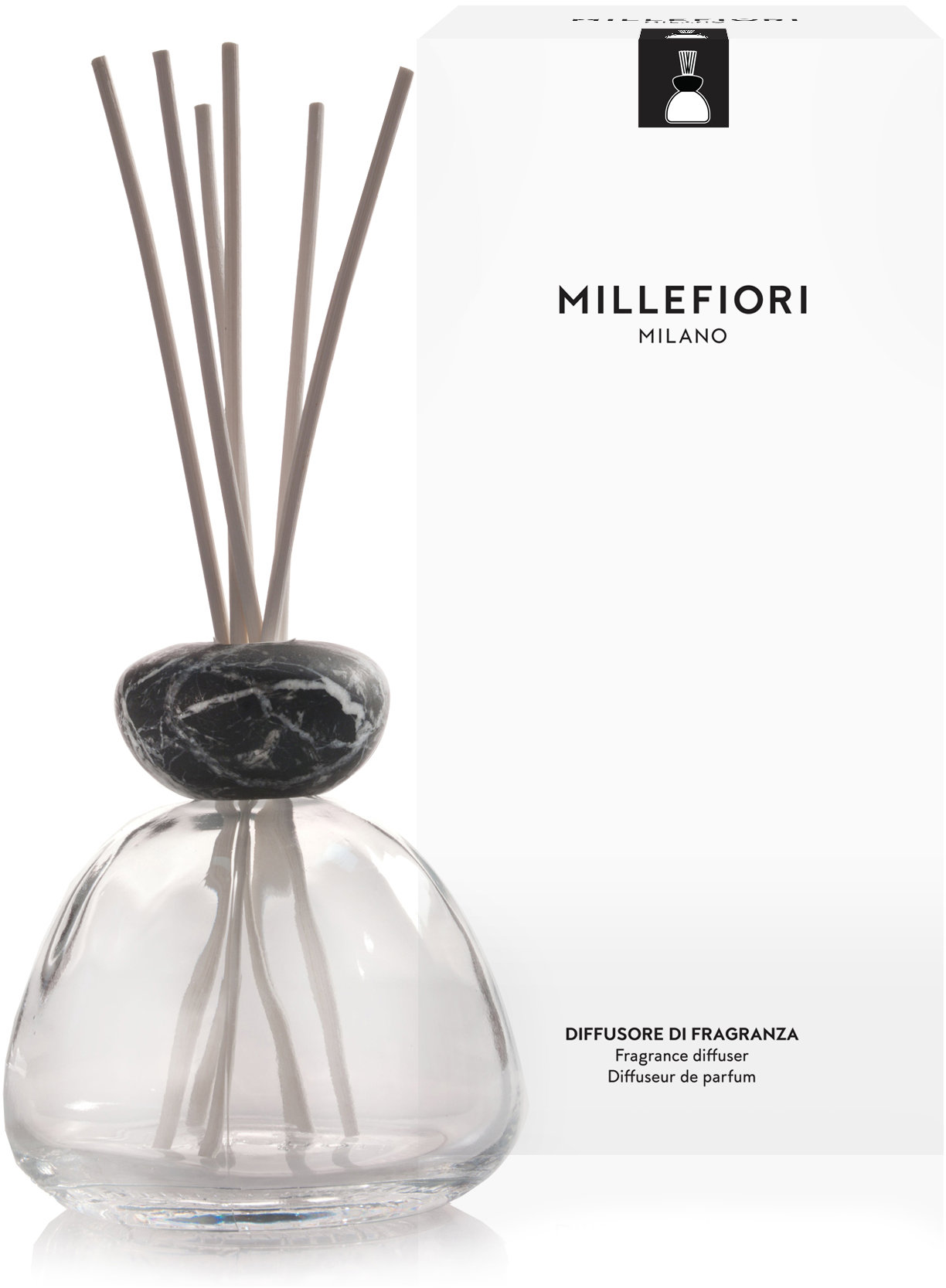 MILLEFIORI MILANO Air dizajn Marble Black číre sklo 350 ml