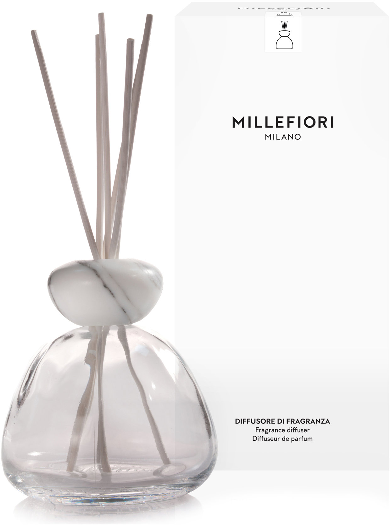 MILLEFIORI MILANO Air dizajn Marble White číre sklo 350 ml
