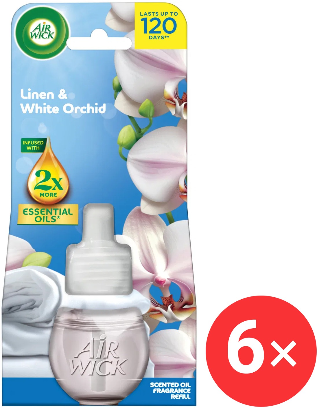 AIR WICK Electric, náplň Bielizeň a biela orchidea, 6 x 19 ml