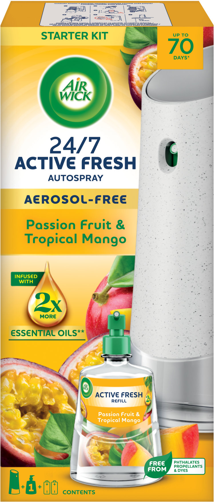 AIR WICK Active Fresh Automatic Maracuja a tropické mango 228 ml