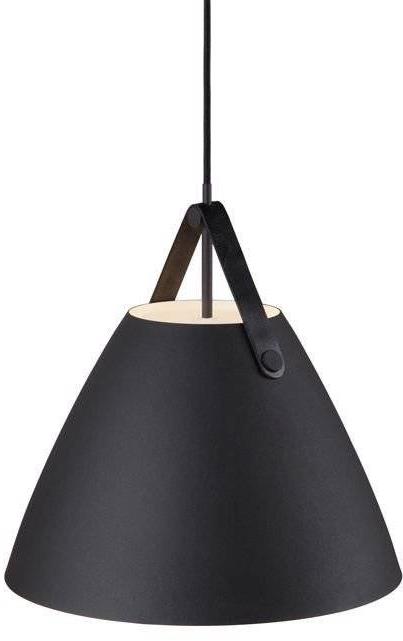 Nordlux Dizajnový luster s koženým popruhom Strap – čierny