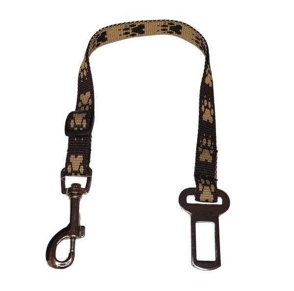 Palkar bezpečnostný pás do auta pre malé psy 50 cm × 16 mm, hnedý s labkami
