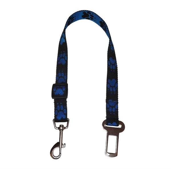 Palkar bezpečnostný pás do auta pre stredne veľké psy 55 cm × 20 mm, čierno-modrý s labkami