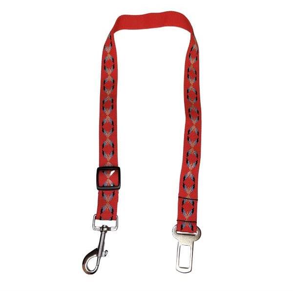Palkar bezpečnostný pás do auta pre veľké psy 65 cm × 25 mm, červený s indiánomem