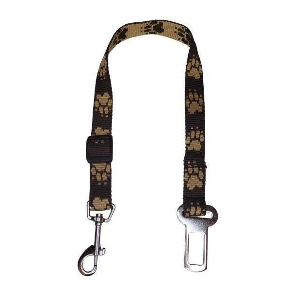 Palkar bezpečnostný pás do auta pre stredne veľké psy 55 cm × 20 mm, hnedý s labkami