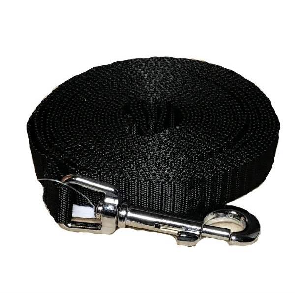 Palkar vodidlo stopovacie z popruhu pre psov 5 m × 20 mm čierne