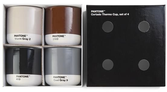 PANTONE Hrnček Cortado set, svetlo, tmavo sivá, hnedá, čierna