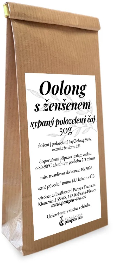 Pangea Tea polozelený sypaný čaj Oolong so ženšenom 50 g