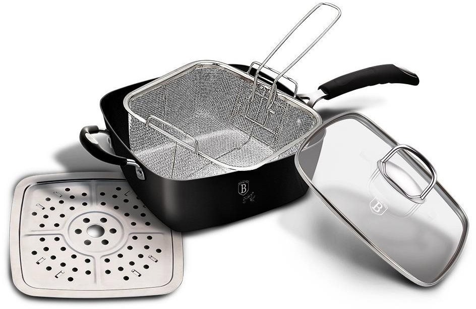 BERLINGERHAUS Panvica hlboká multifunkčná s fritovacím košom 24 cm Black Professional Line