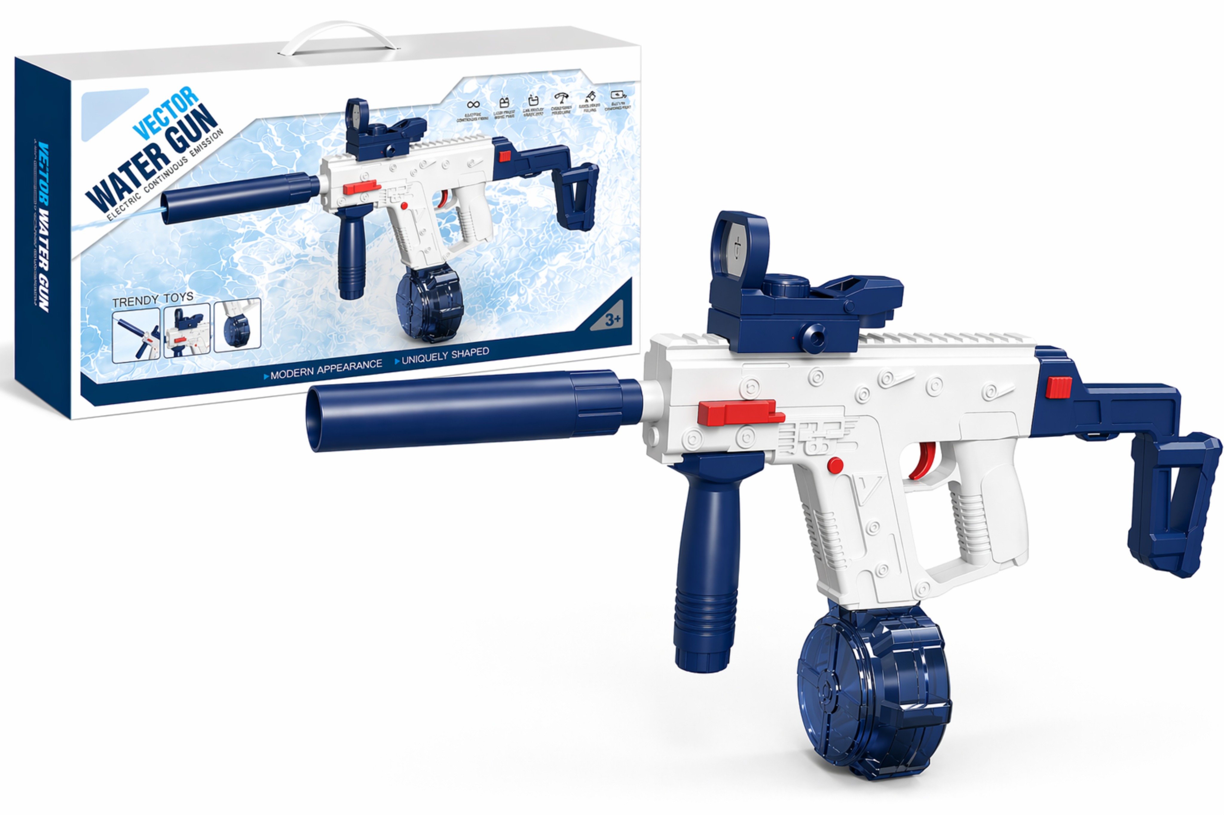 BATTLE Elektrická vodná pištoľ – Vector, 2 zásobníky, modrá