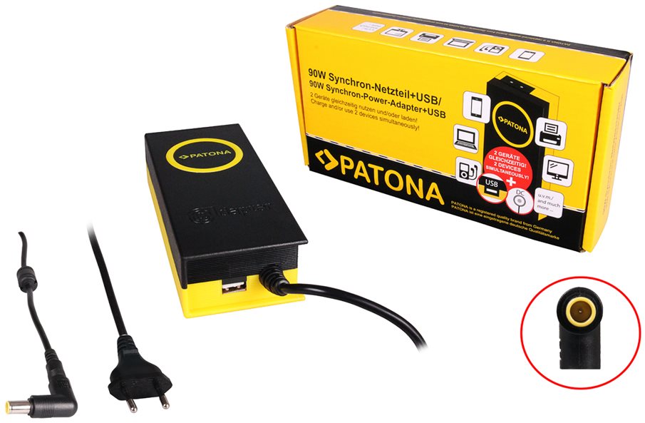PATONA k ntb/20 V/4,7 A 90 W/konektor 7,9 × 5,5 mm + PIN/+ výstup USB