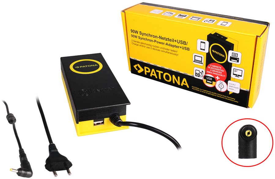 PATONA k ntb/19,5 V/4,7 A 90 W/konektor 4 × 1,7 mm/+ výstup USB