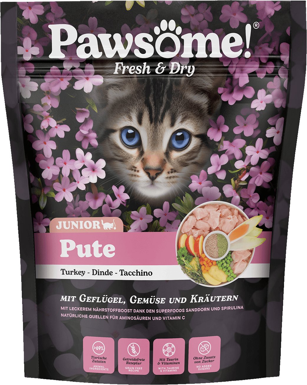 Pawsome! Fresh & Dry Junior Pute s morčacím mäsom 750 g