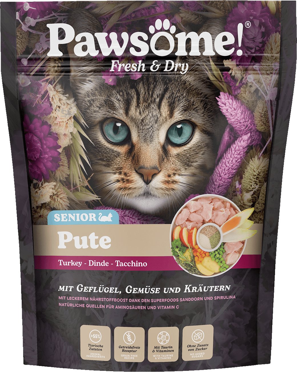 Pawsome! Fresh & Dry Senior Pute s morčacím mäsom 750 g