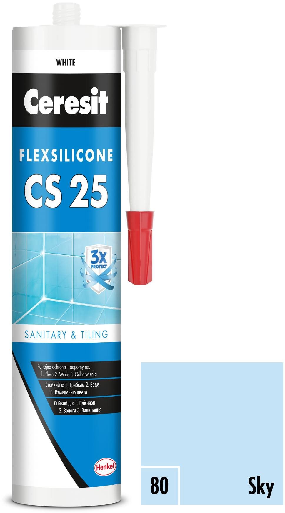 Ceresit – Sanitárny silikón CS 25 sky, 280 ml