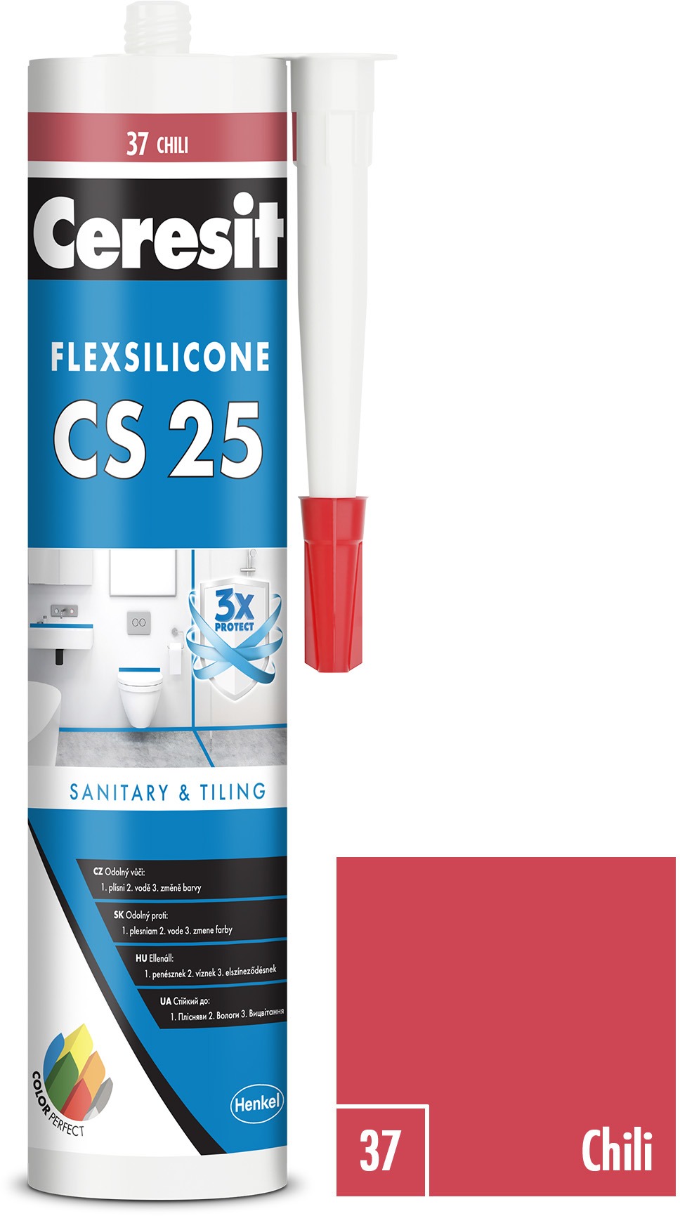 Ceresit Sanitárny silikón CS 25 chilli, 280 ml