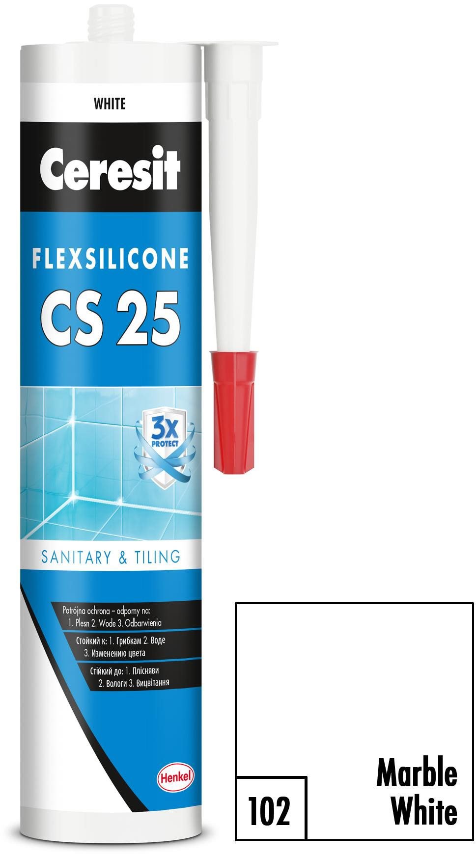 Ceresit Sanitárny silikón CS 25 marble white, 280 ml