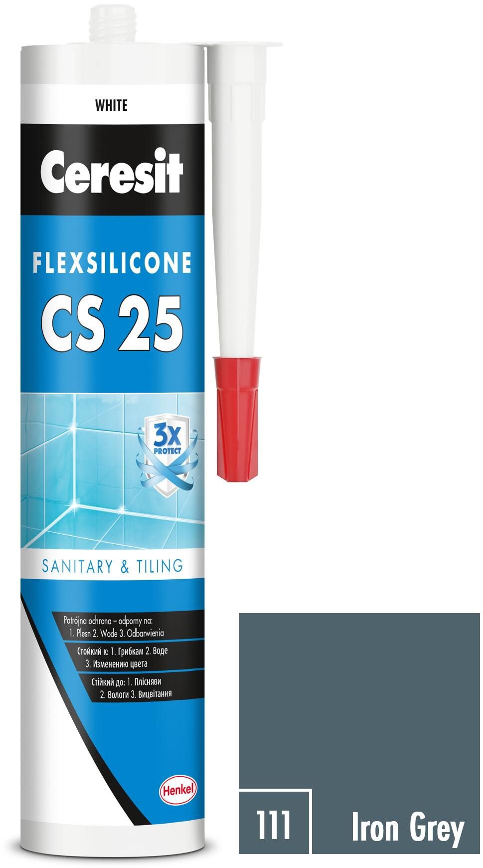 Ceresit – Sanitárny silikón CS 25 iron grey, 280 ml
