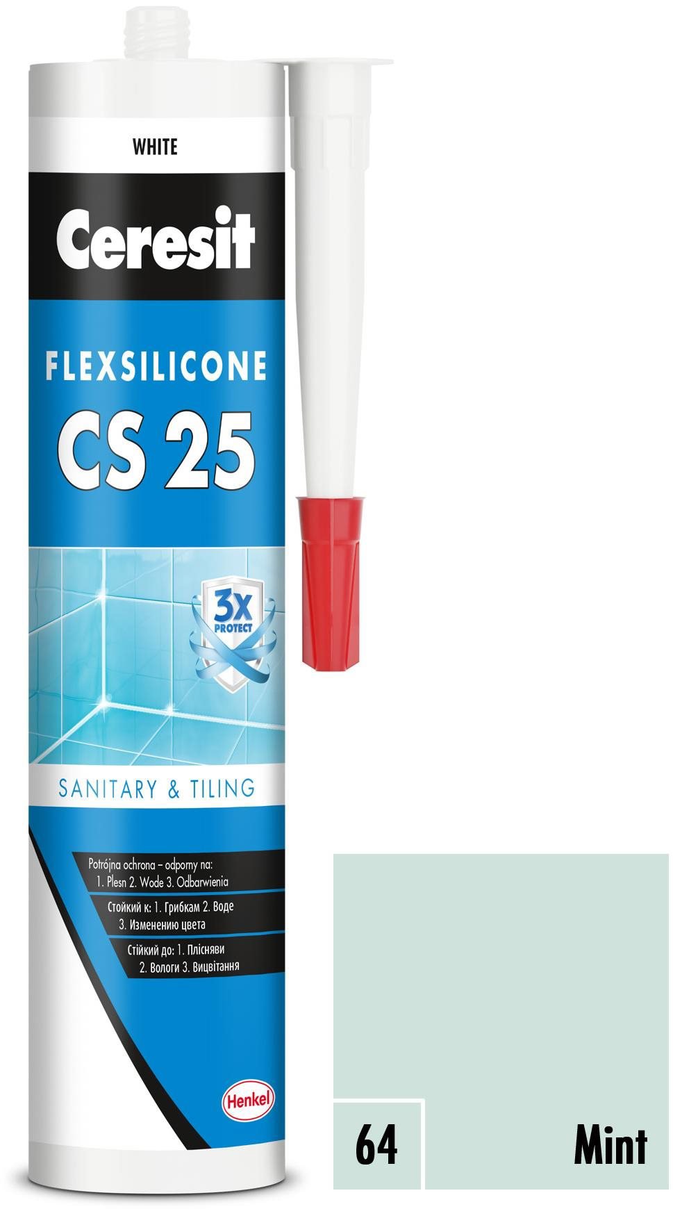 Ceresit Sanitárny silikón CS 25 mint, 280 ml