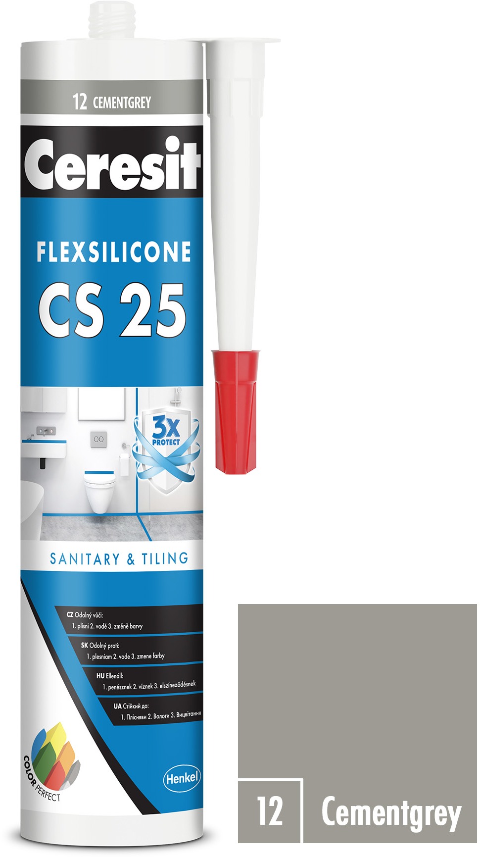 Ceresit Sanitárny silikón CS 25 cementgrey, 280 ml