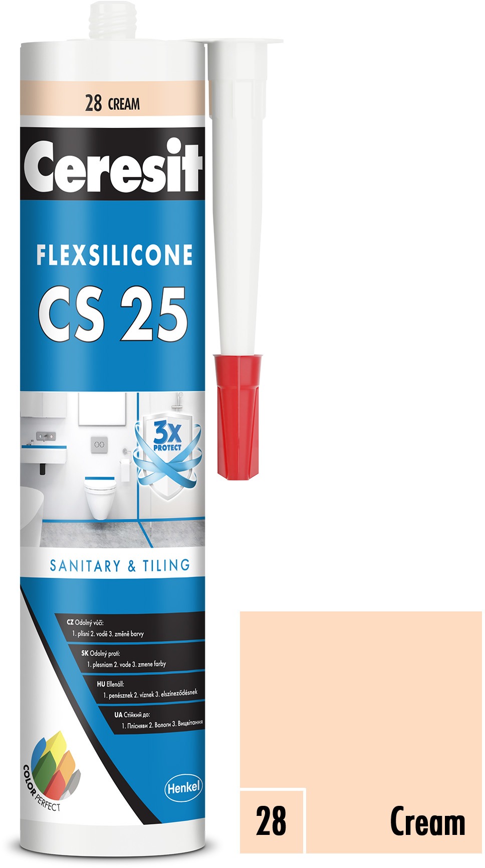 Ceresit Sanitárny silikón CS 25 cream, 280 ml